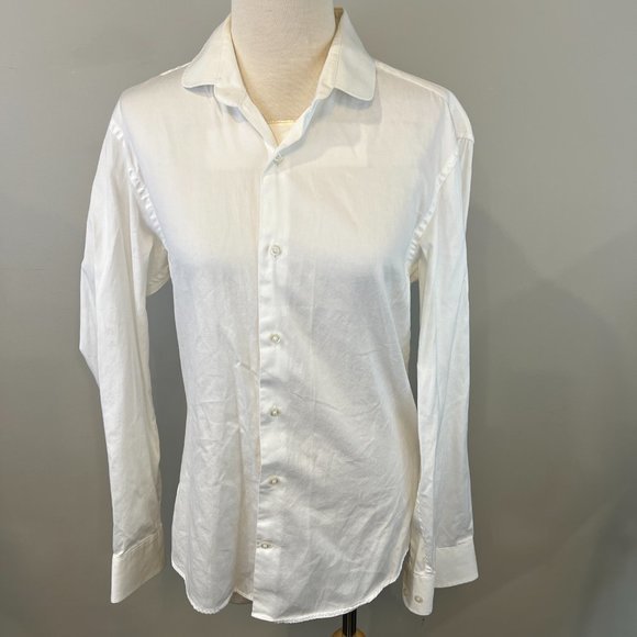 NAGA White Button Down 100% Cotton Slim Fit Shirt (15.5/39) - Picture 2 of 7